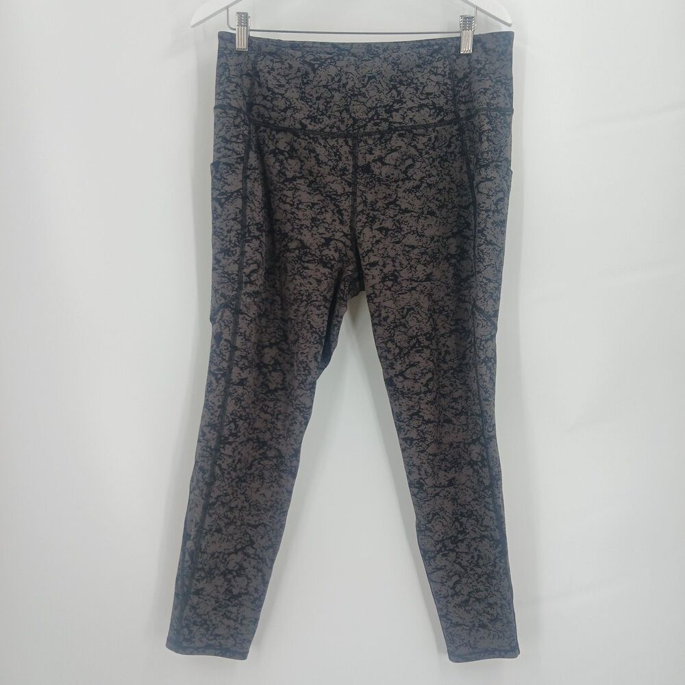 Acid Wash Camo Print High Rise Leggings Womens XL Extra Large Gray Black